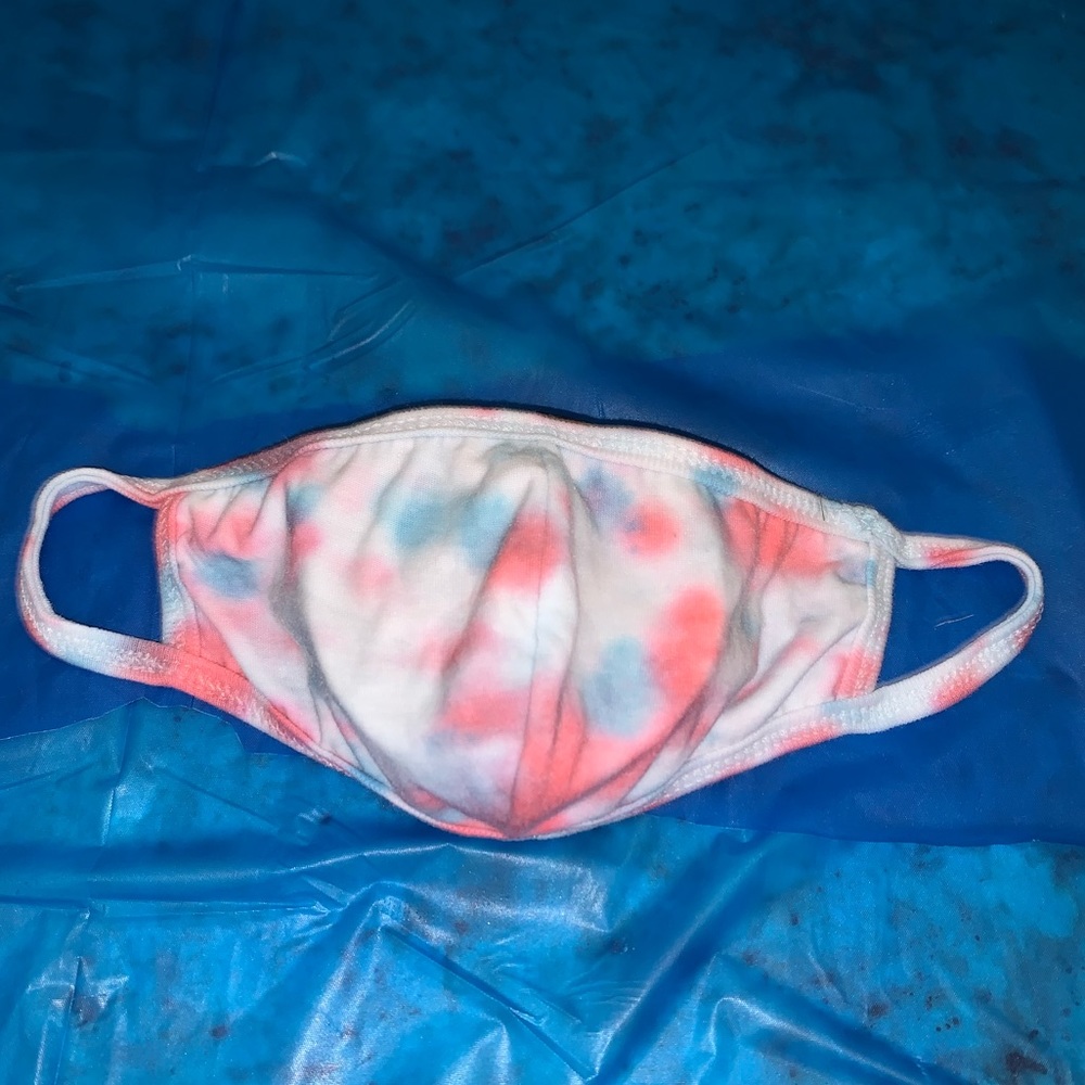 Pink and blue tie-dye facemask